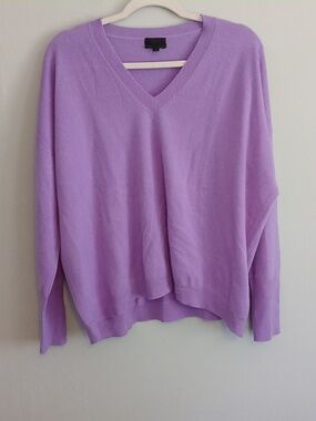 J. Crew Women's 100% Italian Cashmere Lilac Purple V-Neck Size XL